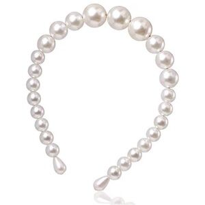NWT White Pearl Beaded Headband - Elegant Women's Headband